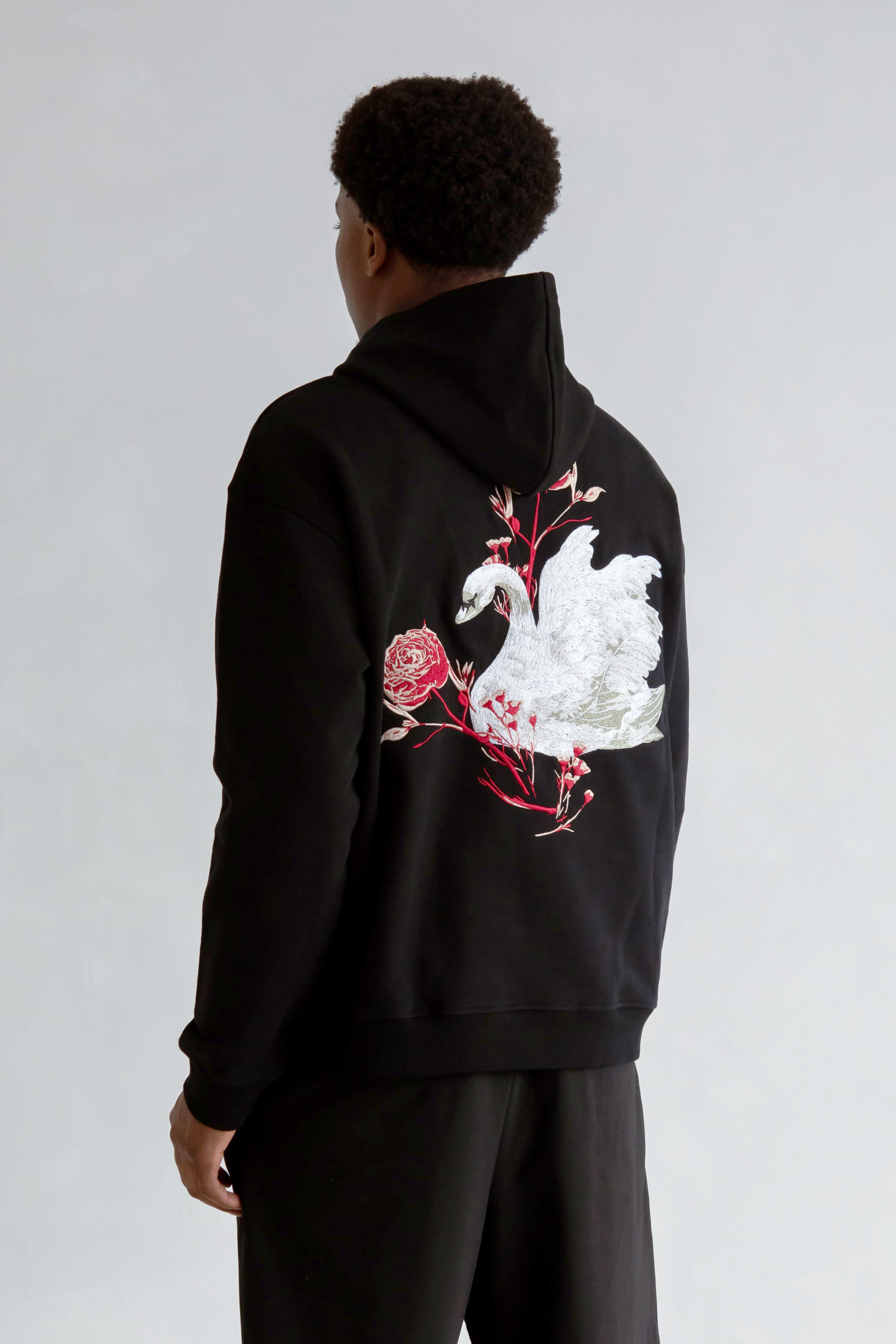 Swan Embroidery Hoodie