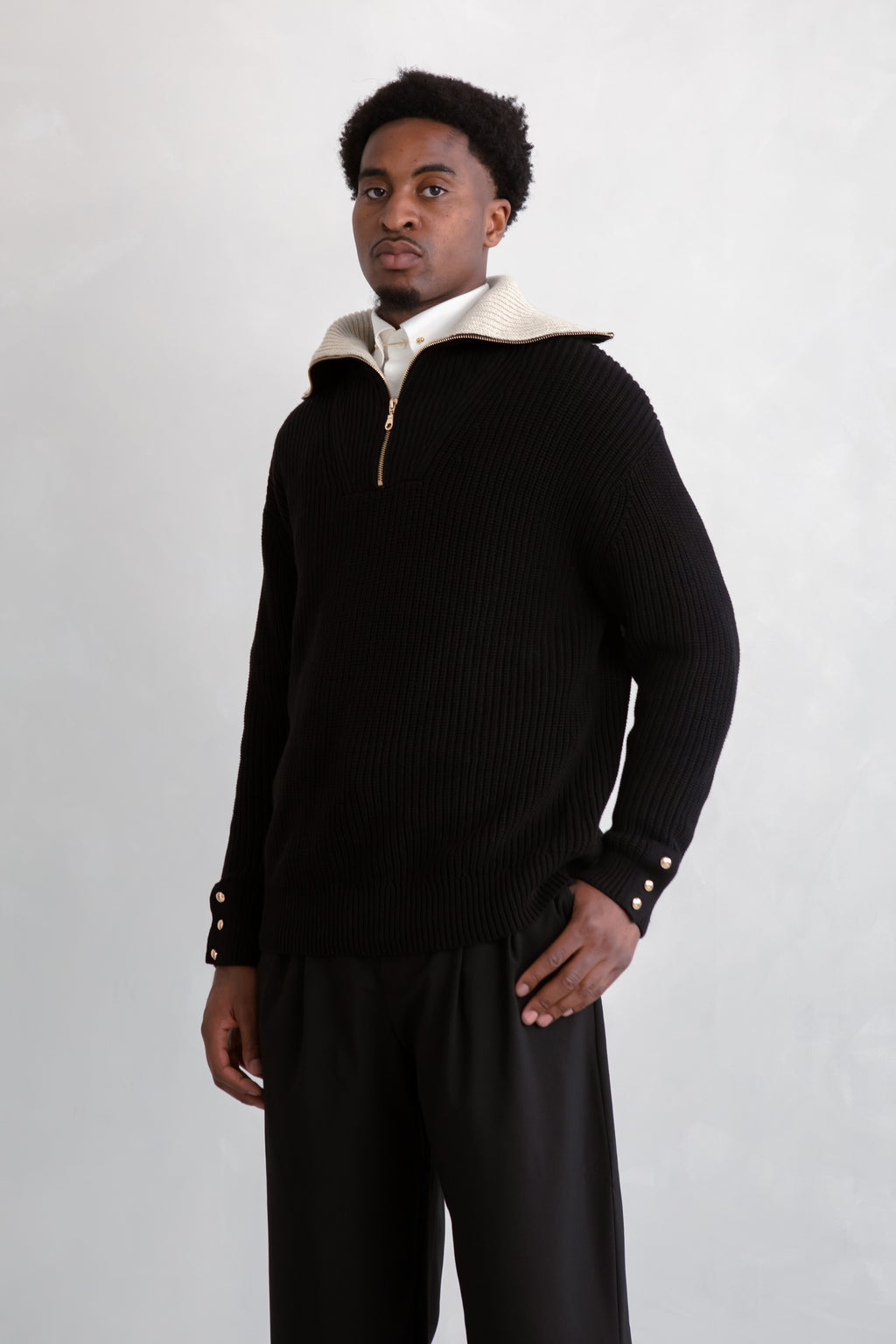 Knit Cotton Half-Zip Jumper