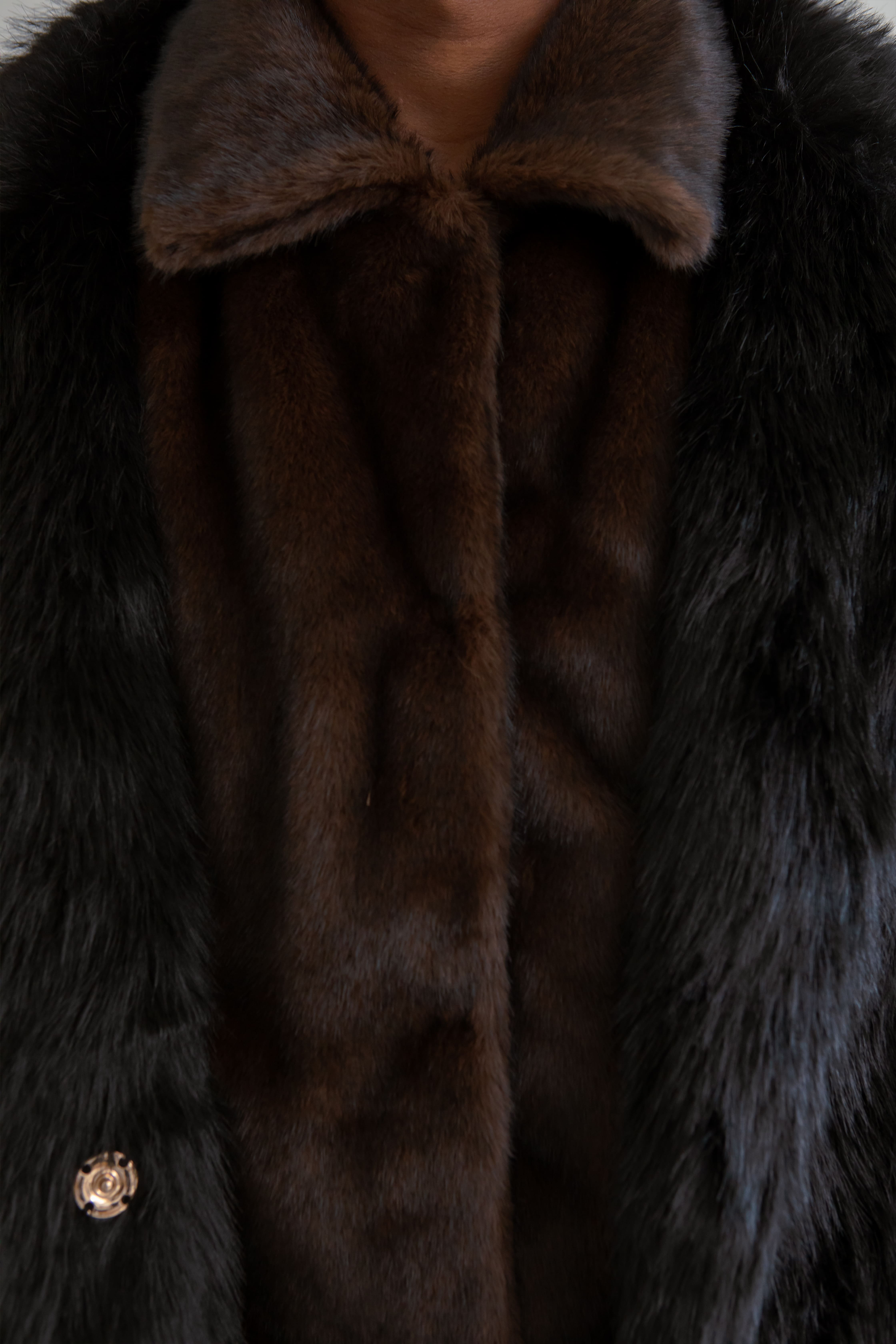 Oversized  Black Fur Coat