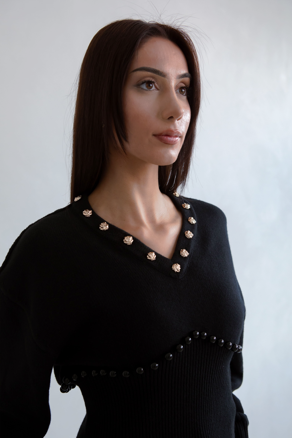 Wool Blend Knit Pearl Jumper