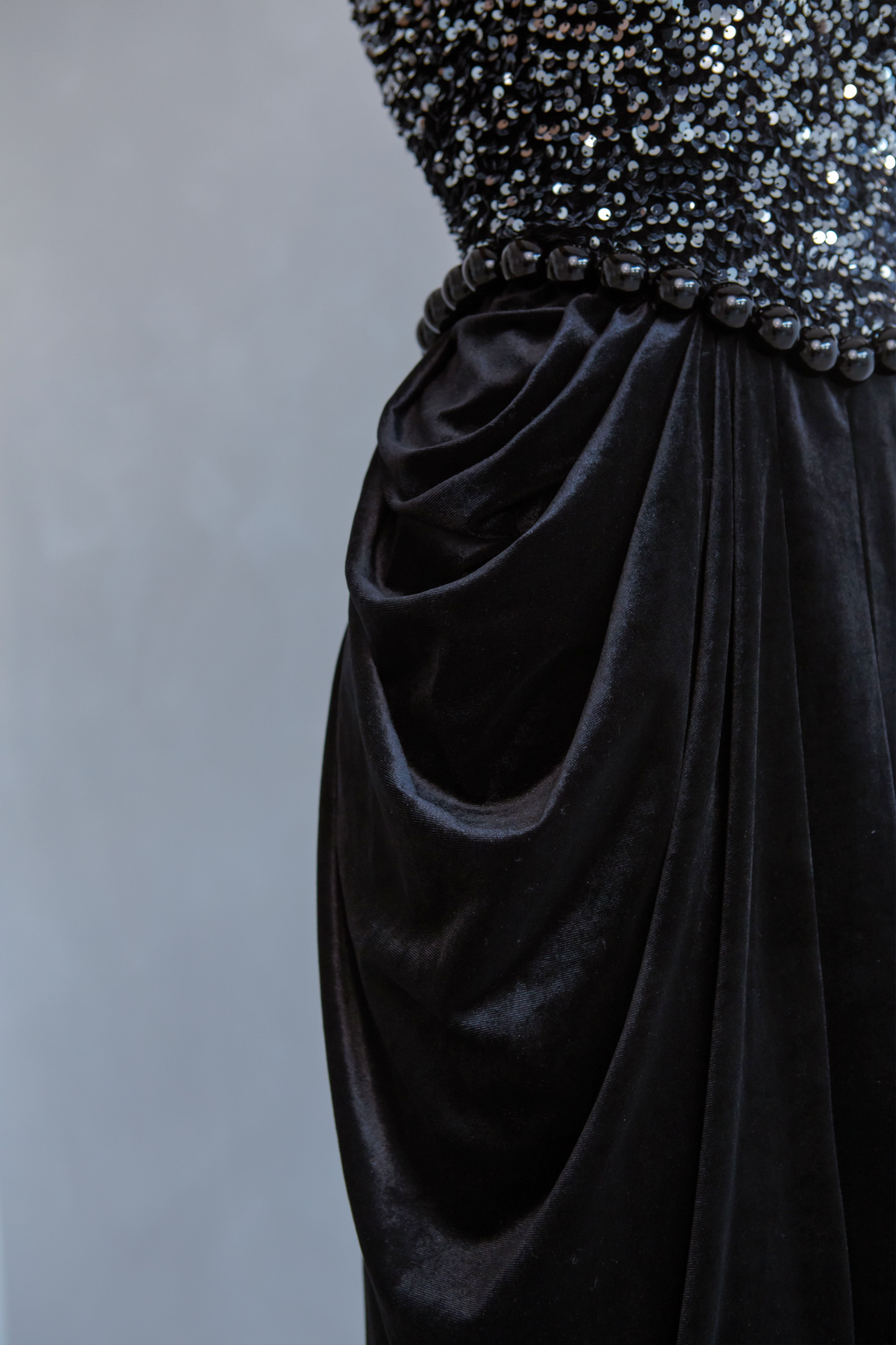 Black Pearl Sequin Velvet Dress