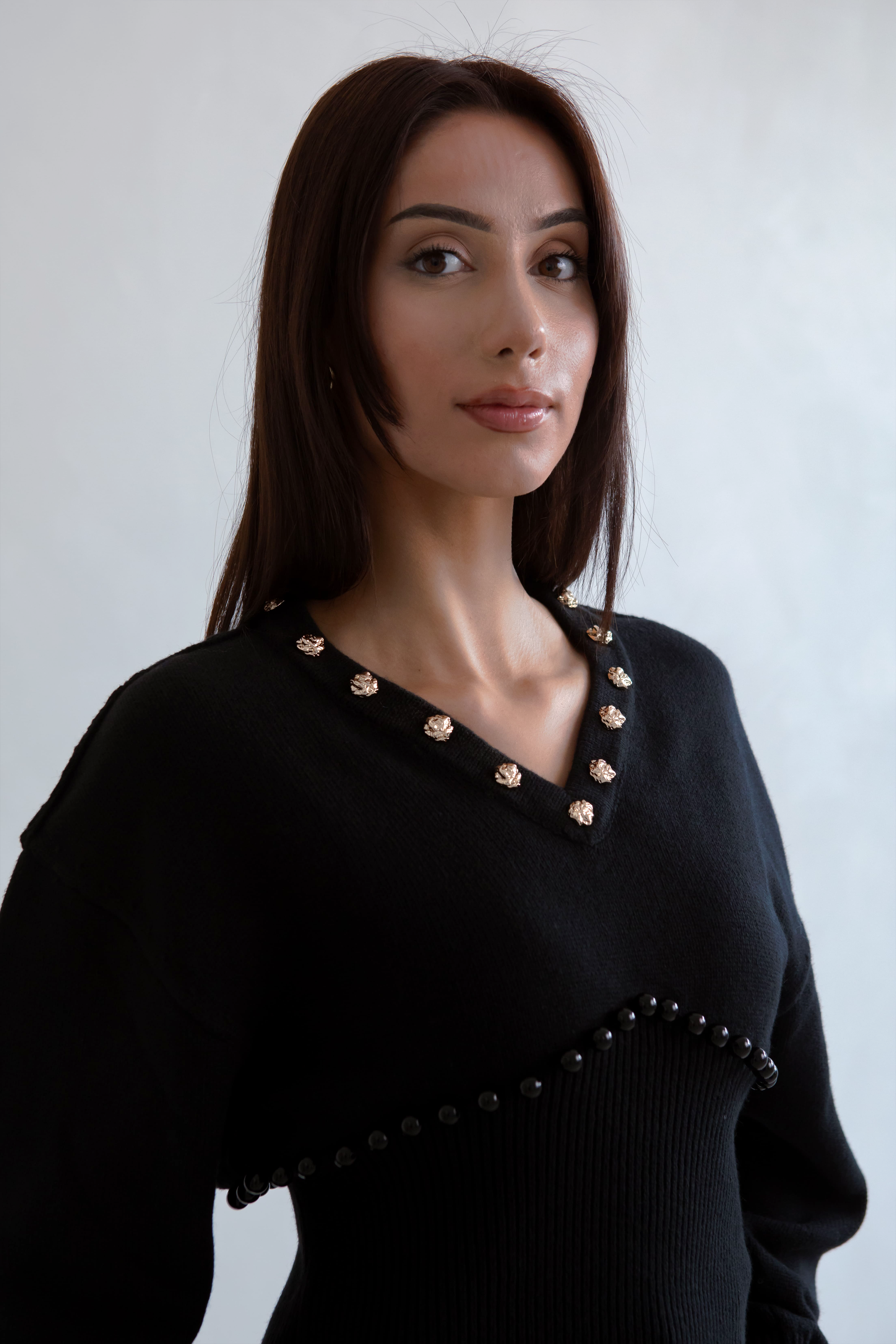 Wool Blend Knit Pearl Jumper